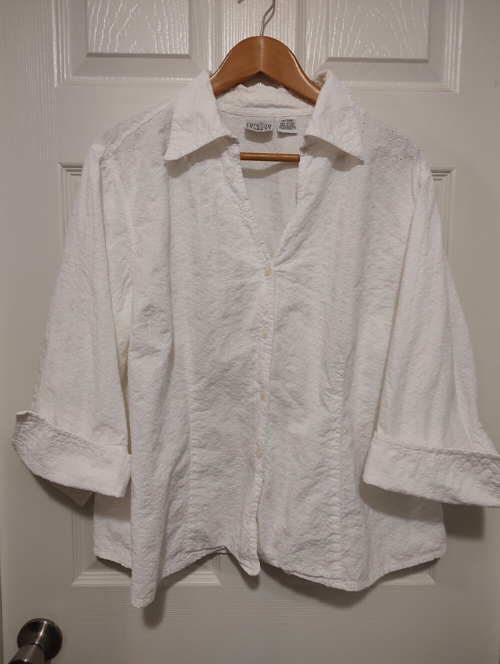 White Eyelet Button-Front Shirt